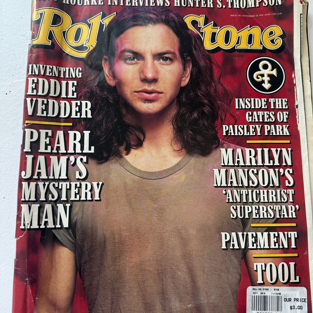 Rolling Stone Magazine Vintage Cover Eddie Vedder 1996